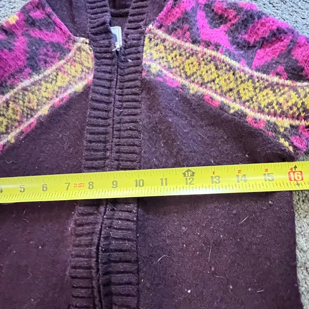 The North Face Full Zip Hoodie Sweater Kids Small Purple Fair Isle Good Knit